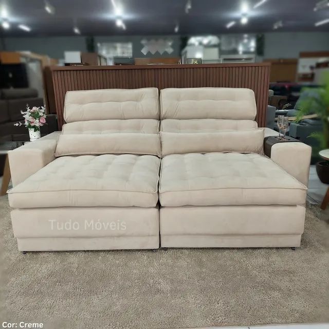 INSTA @TUDO_MOVEIS / SOFÁ 2.50M RETRÁTIL E RECLINAVEL COM MOLAS E PILLOW (entrega gratis)  - Foto 4