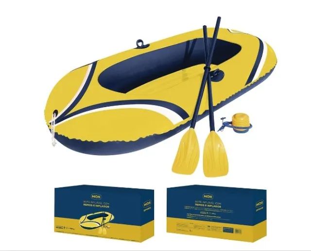 Bote Inflável Mor 1,92m X1,15m Com Remos E Inflador Mor - Novo - Foto 5