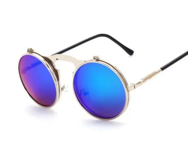 Óculos steampunk retrô armação em metal proteção UV 400