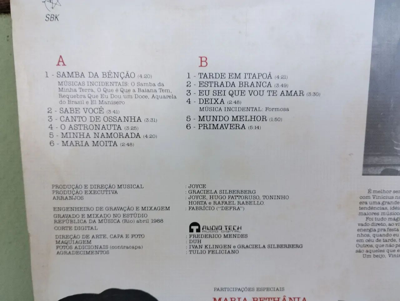 Disco de Vinil Joyce - Vinicius de Moraes - Negro Demais no Coração - Foto 6