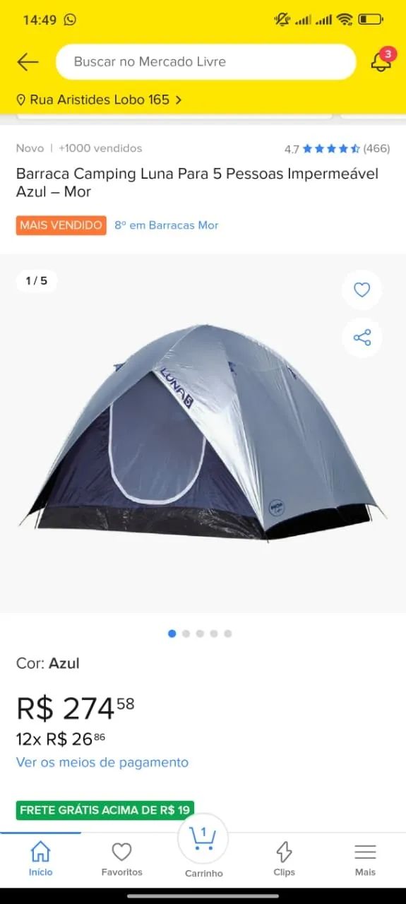Barraca Camping Luna para 5 pessoas impermeável Azul - Mor - Foto 2