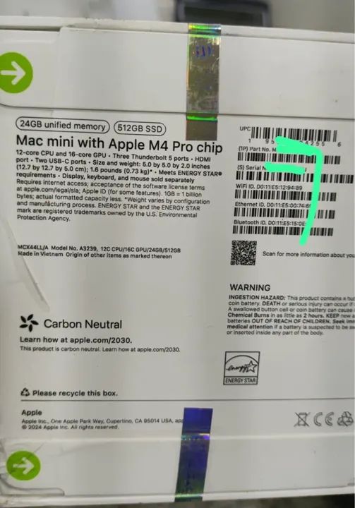 Mac mini com Apple M4 Pro chip - 24GB RAM e 512GB SSD