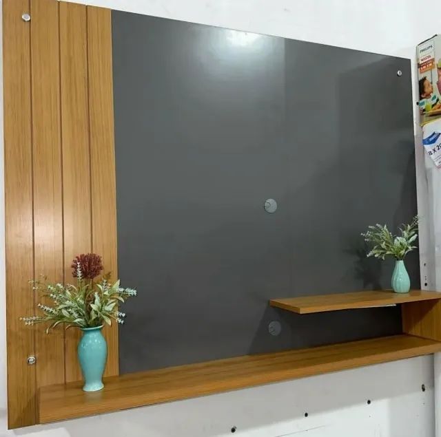 Painel Compacto Para Tv Até 50 Polegadas Detalhe Frisado Cinamomo/Off White-Entrega Rápida - Foto 2