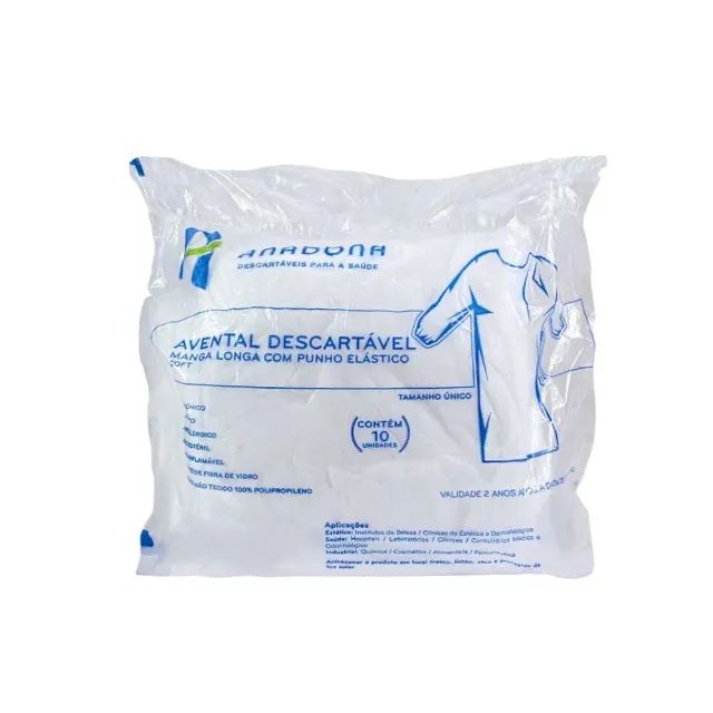 Avental Descartável de Manhã longa e Punho Elástico 