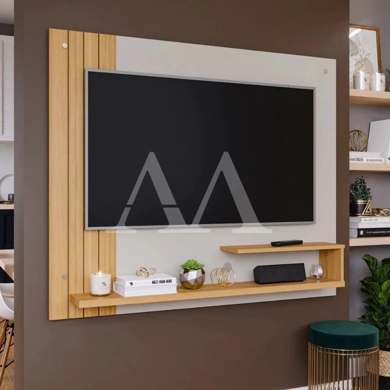 Painel Para Tv Até 50 Polegadas Permobili Dunas Off White/Nature 