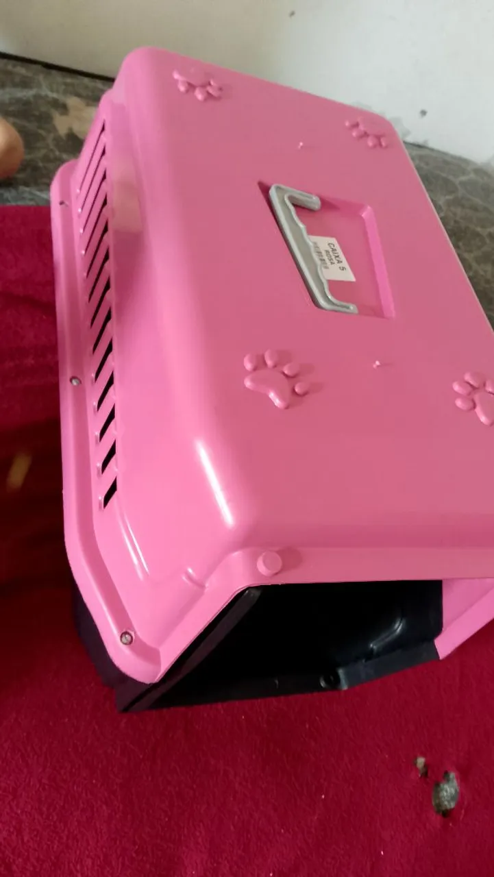 Caixa de Transporte Rosa para Gatos e Pequenos Animais