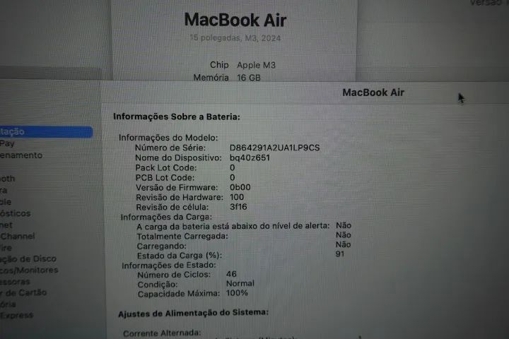 MacBook Air M3 - 16gb, 256gb, 15 polegadas - Mignight - Foto 4