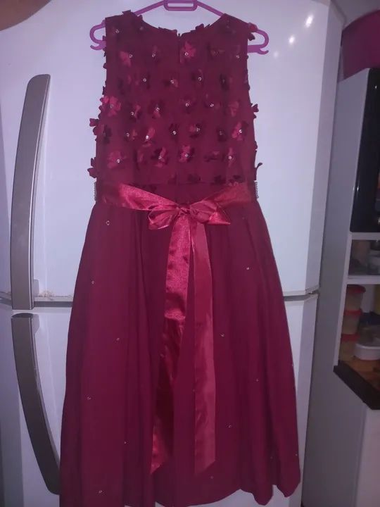 Vestido de festa infantil, cor Marsala Semi Novo.