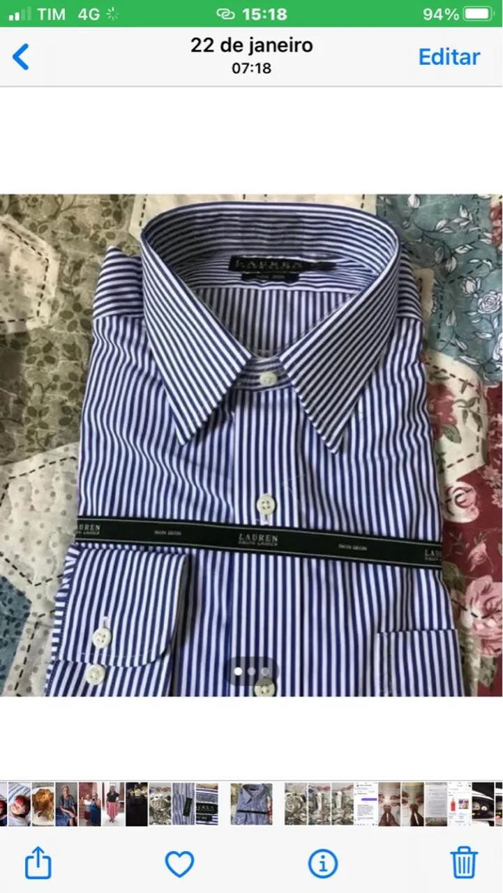 Camisa masculina listrada manga cumprida 