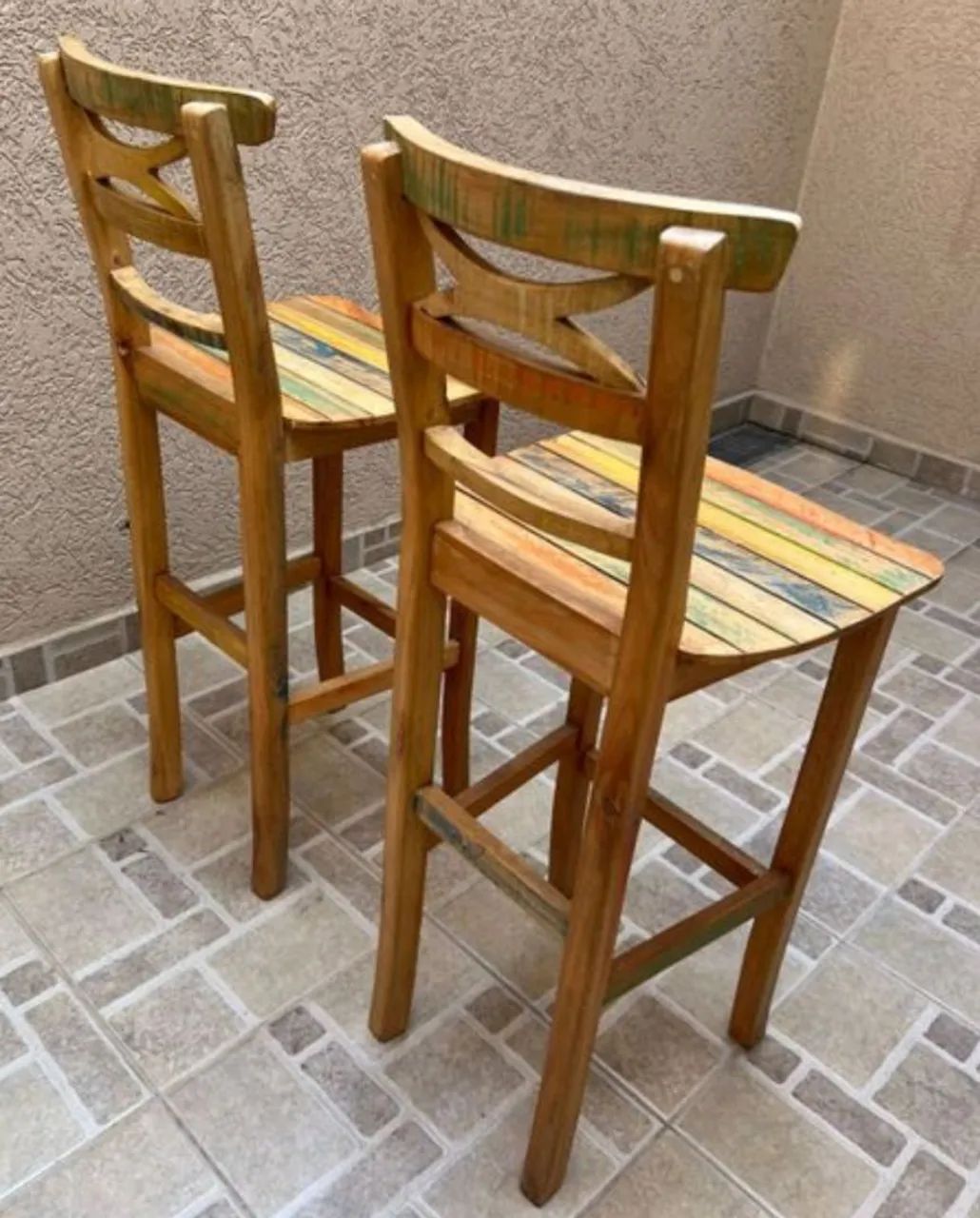 Banquetas de Madeira Rústicas - Design Único - Foto 2