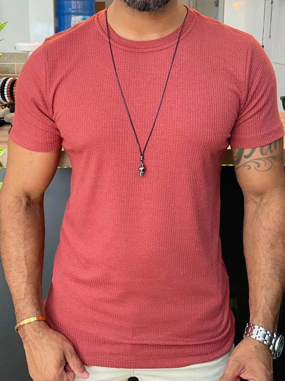 Camisa Masculina Canelada  tecido viscolycra  - Foto 5