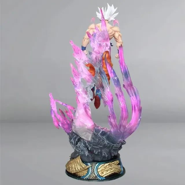 Goku Super Sayajim instinto superior cabelo branco DBZ super 24cm com base luminosa - Foto 4
