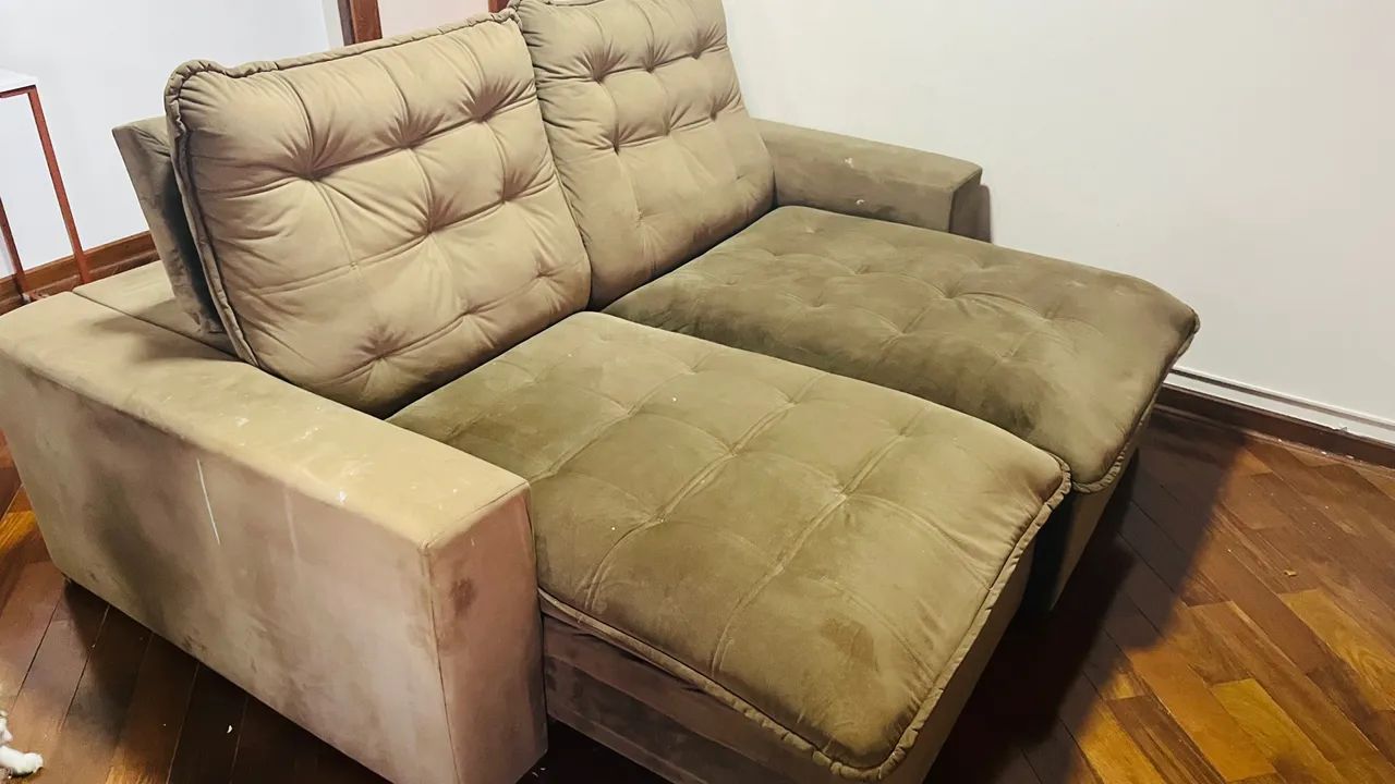 Sofá retrátil 2 lugares marrom reclinável  - Foto 4