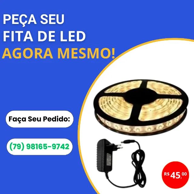 Fita Led 3528 5Metros Branco Quente + Fonte