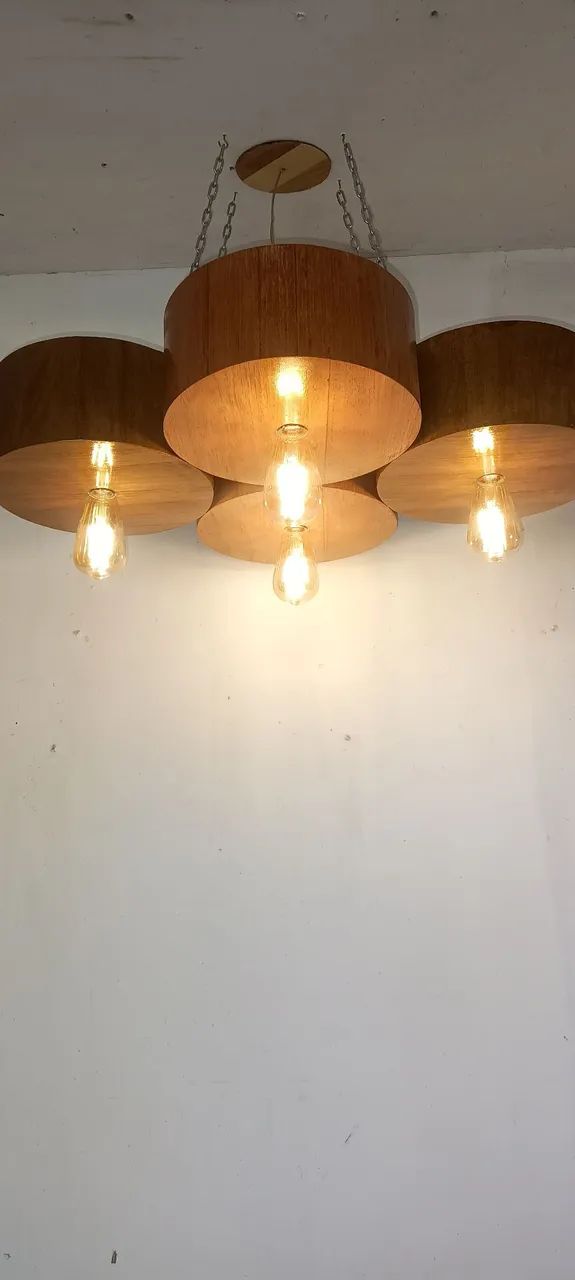 Luminária em madeira cedro e imbuia tamanho 055 cm largura 075 cm comprimento  - Foto 5