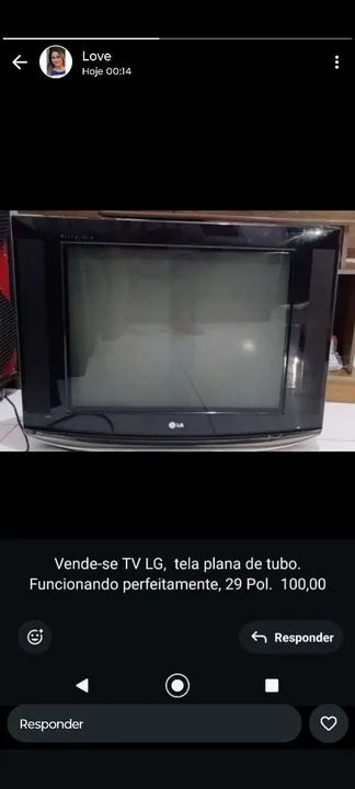 TV LG 29 polegadas, tela plana, funcionando perfeitamente