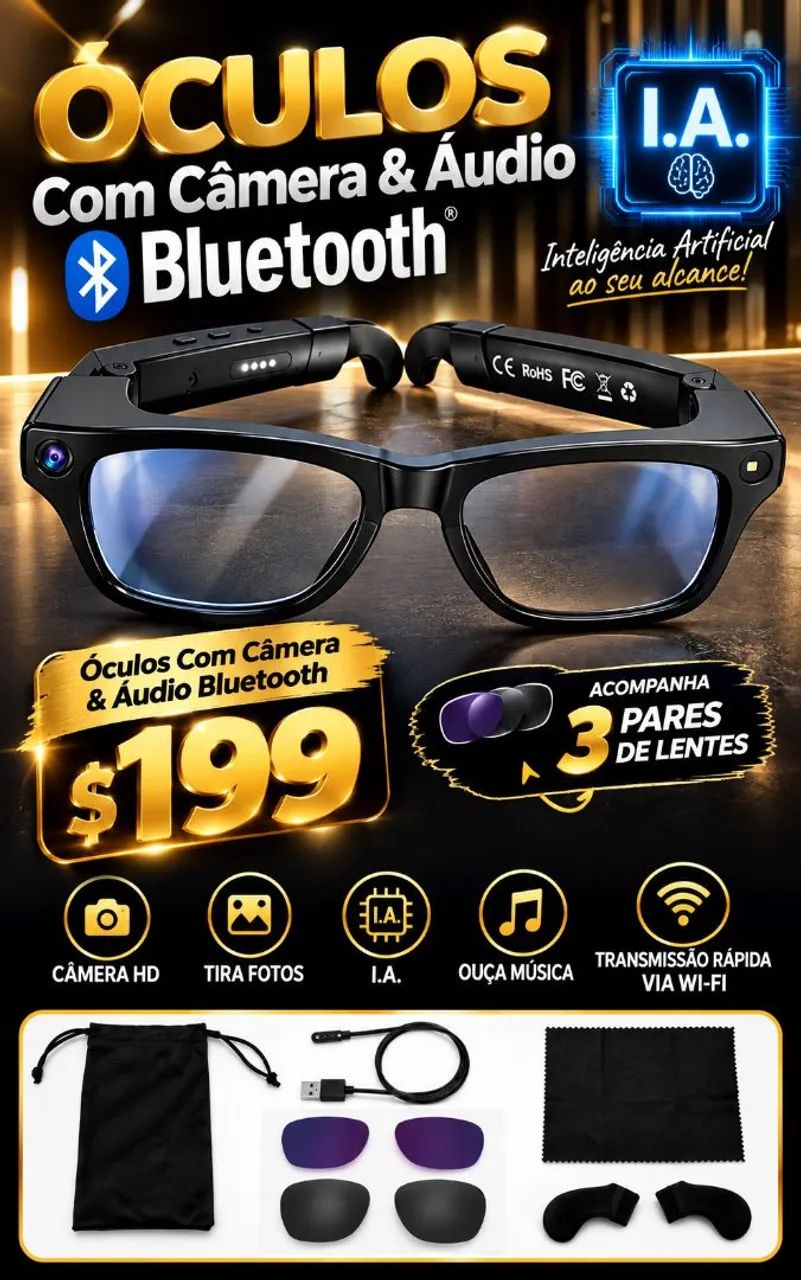 Óculos com câmera Super PrOmO 