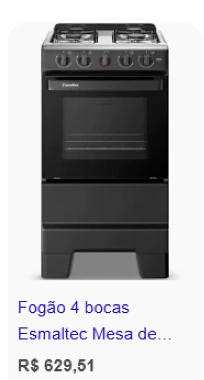 Fogão Esmaltec Ideal Super 4Boca Preto