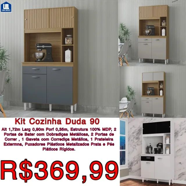 Armário de Cozinha Compacto Duda 90cm C/ Gaveta Novo na Caixa, Frete Grátis! - Foto 6