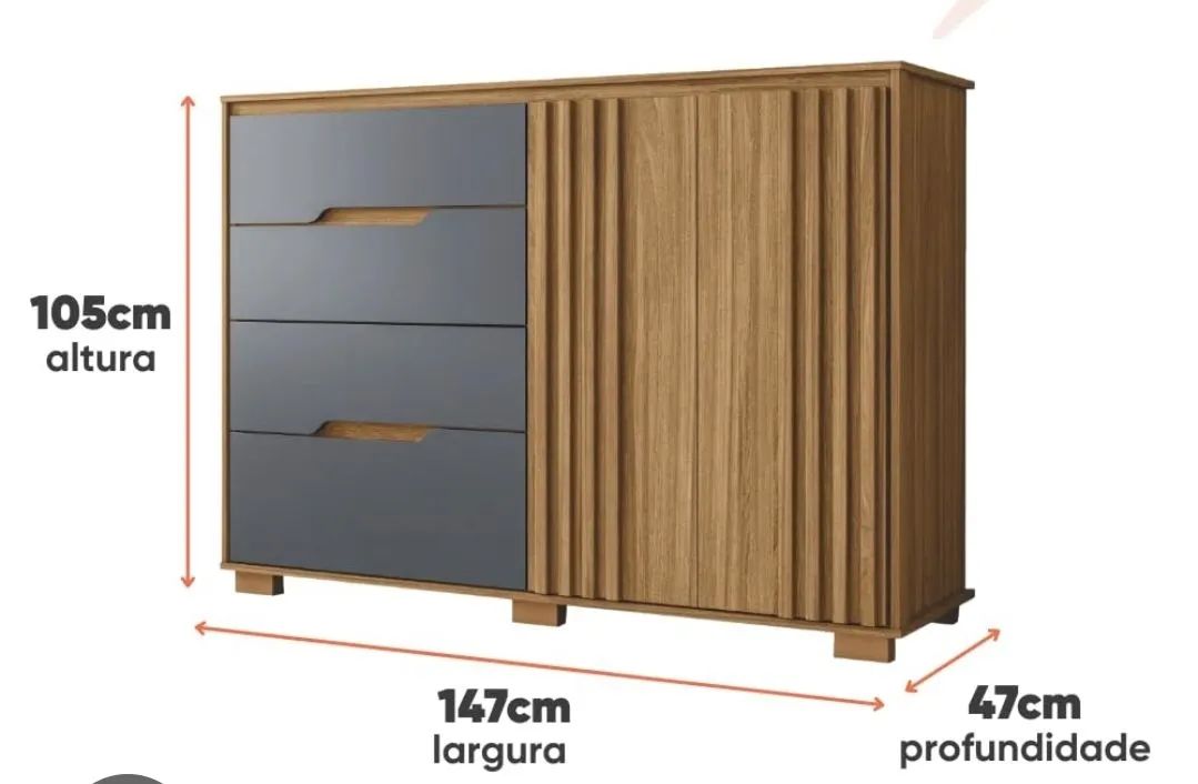 Cômoda perfeita gavetas com corredicas telescópica porta ripada - Foto 2