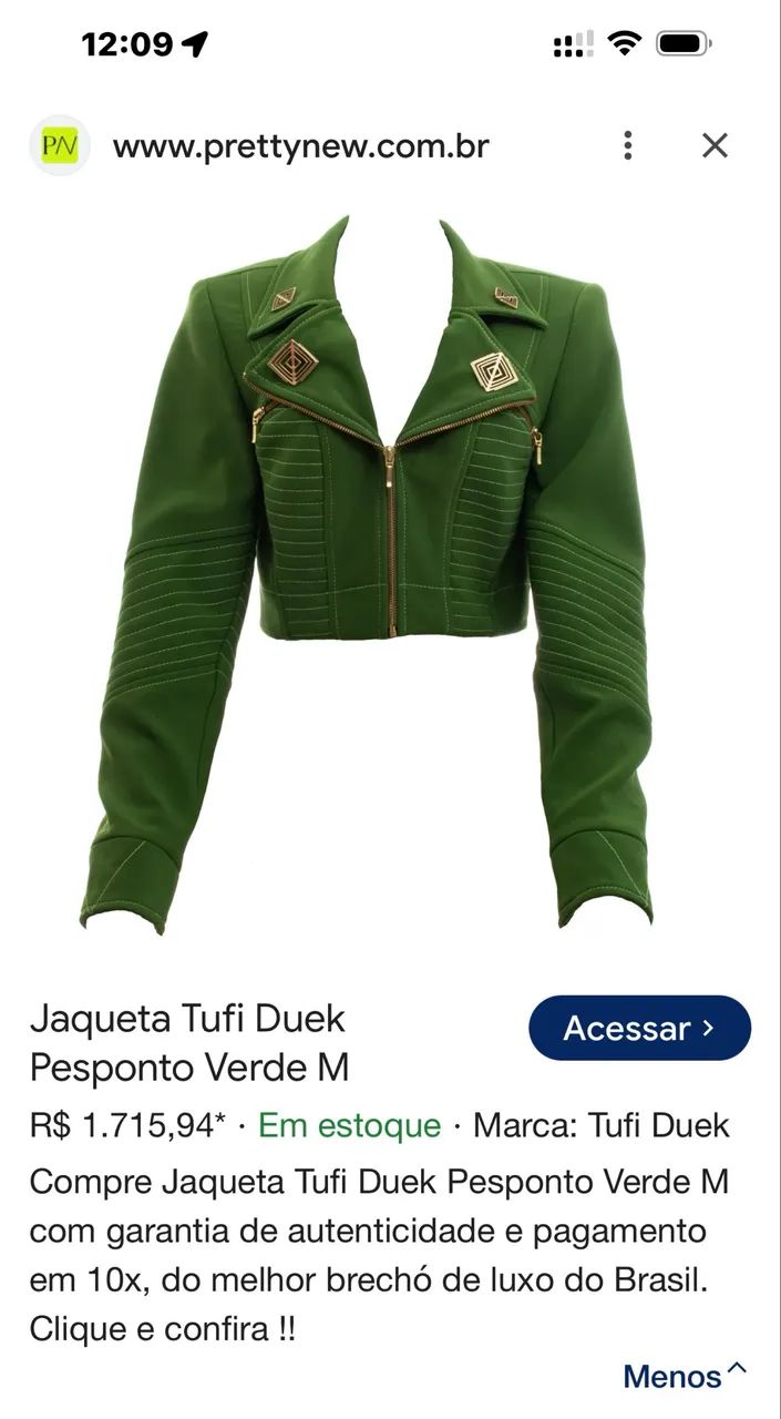 Jaqueta Tufi Duek Pesponto Verde P - Foto 4