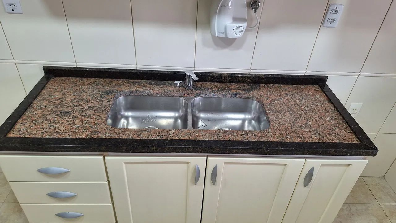 Tampo de Granito (1,66m X 60cm) com Cuba Inox Dupla (80cm x 38cm). Já removido, só levar - Foto 4