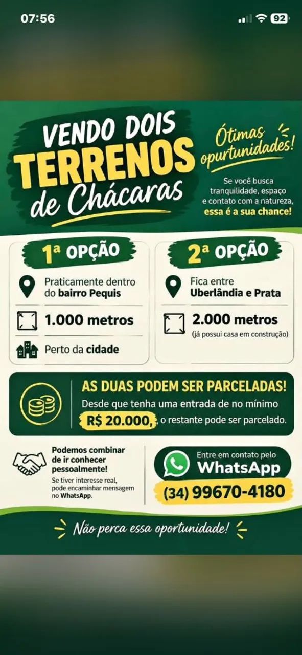 DUAS CHACARAS A VENDA 
