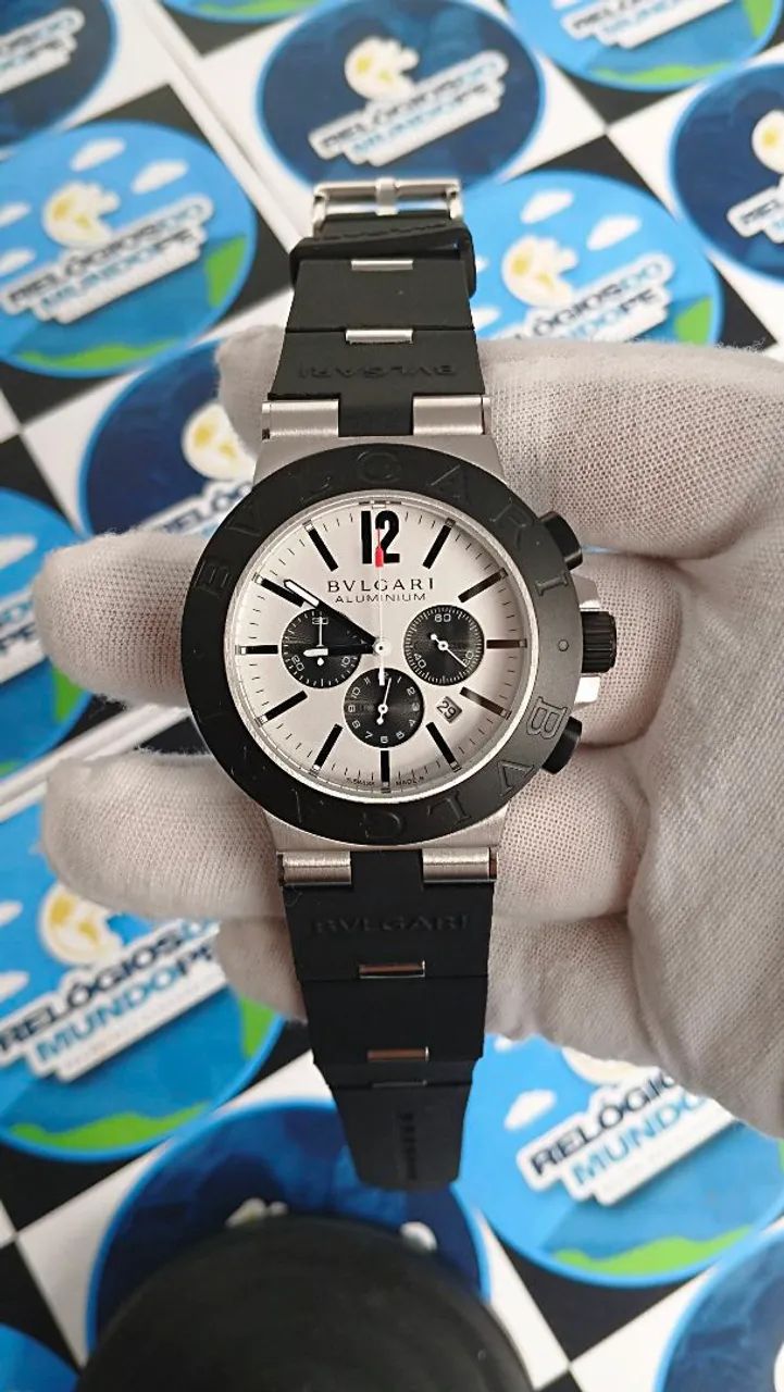 RELÓGIO BVLGARI ALUMINIUM CHNOGRAPH FUNDO BRANCO  - Foto 5