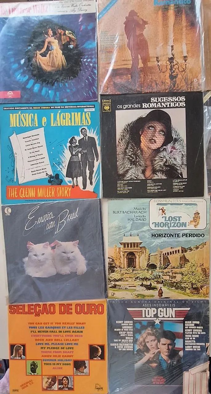 Lote 8 Discos de Vinil Top Gun e Trilhas Sonoras