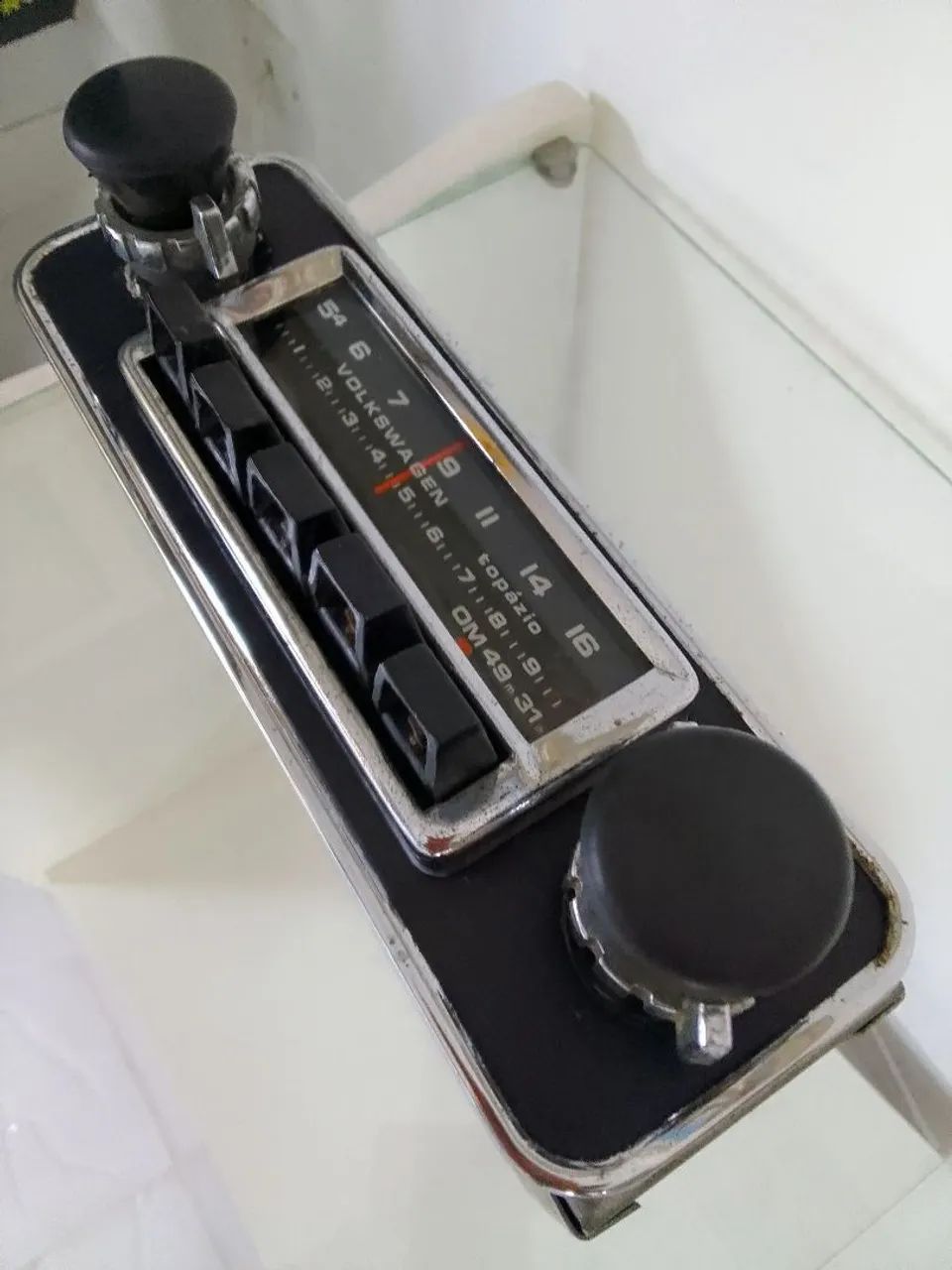 Rádio automotivo Volkswagen VW Topázio, década de 70, AM, OC, PUSH