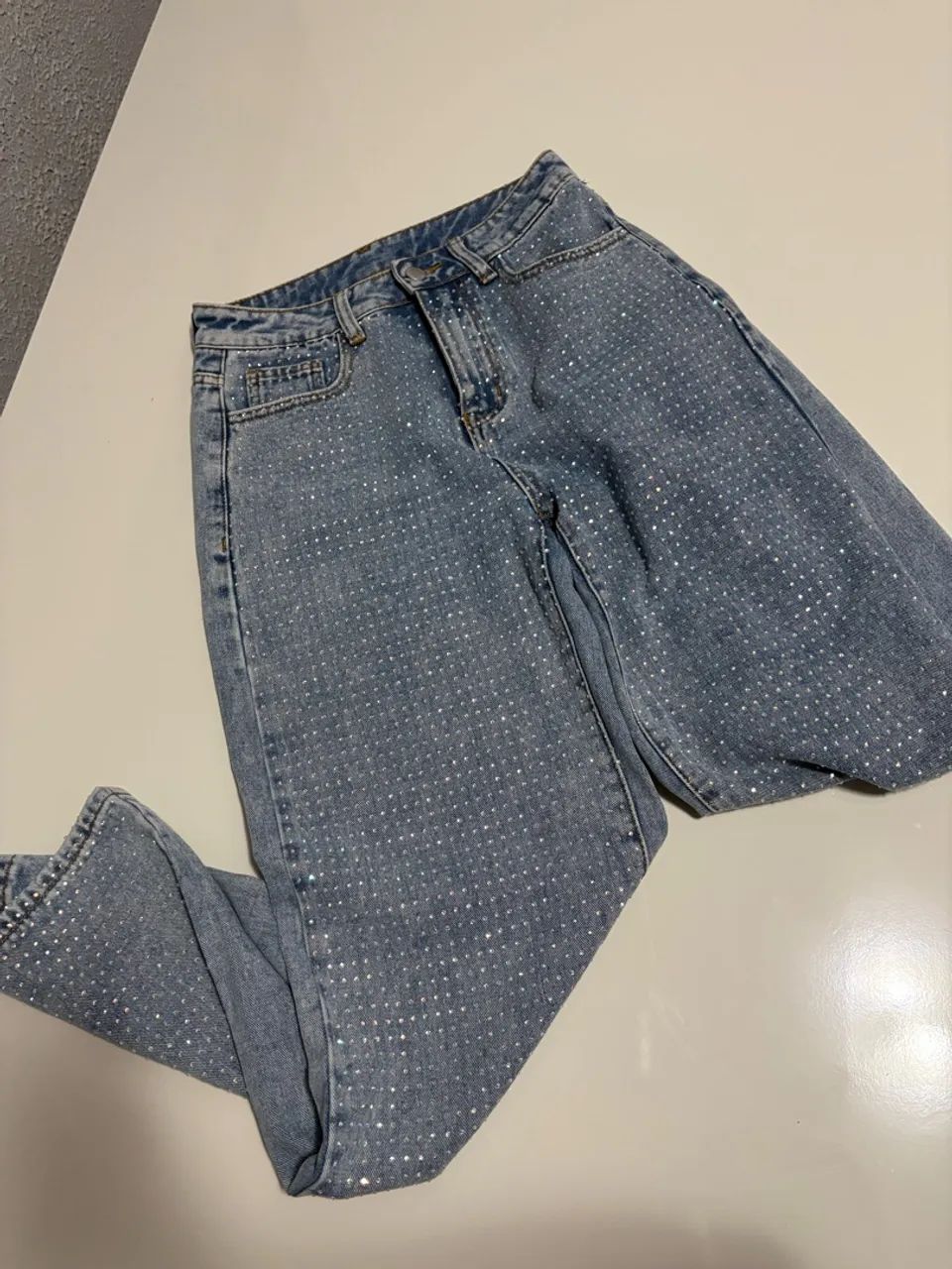 calça jeans shein strass azul 34 - Foto 2
