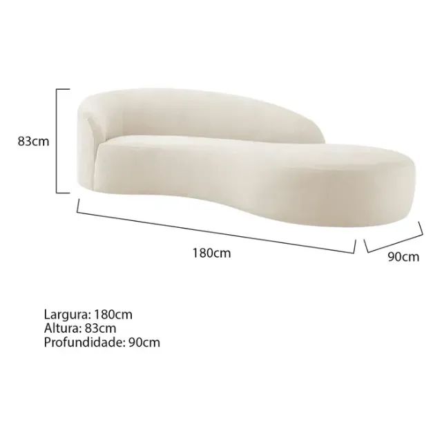 Sofá orgânico Divã Recamier Orgânico França 180cm Lado Direito Bouclé - Foto 2