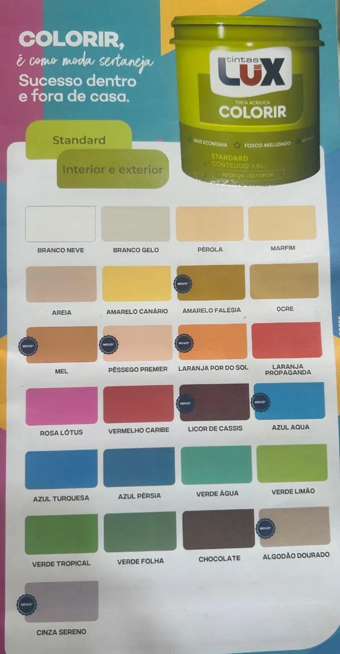 TINTA LUX COLORIR INTERNA/ EXTERNO 15LTS  leia a descrição 2
