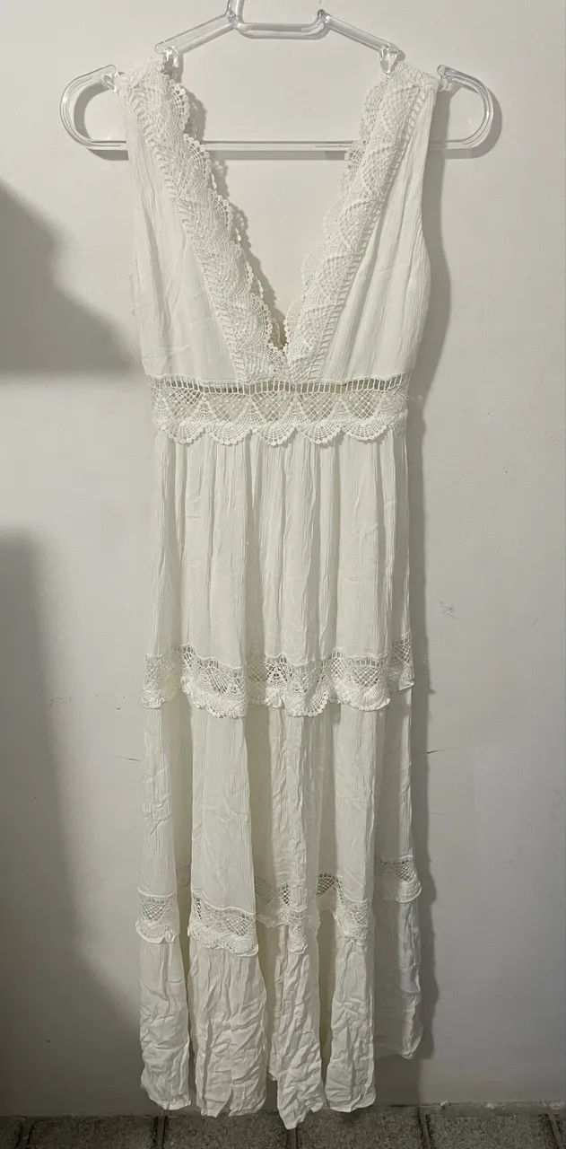 Vestido branco com renda - Tam 36 / P - Foto 3