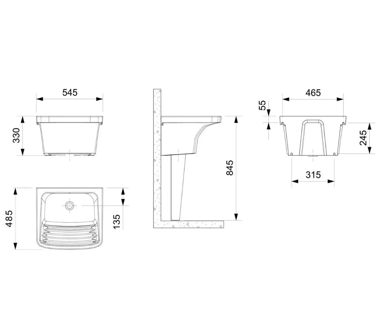 Tanque de lavar roupa Celite P 54,5x48,5 Com coluna Branco - Foto 5