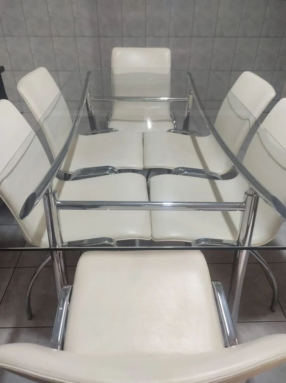 Mesa de jantar em inox com 6 cadeiras - Foto 4