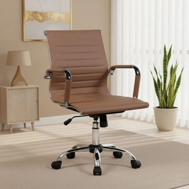 Cadeira Diretor Charles Eames Terracota Giratória Com Braços Design Executivo 32793 - Foto 4
