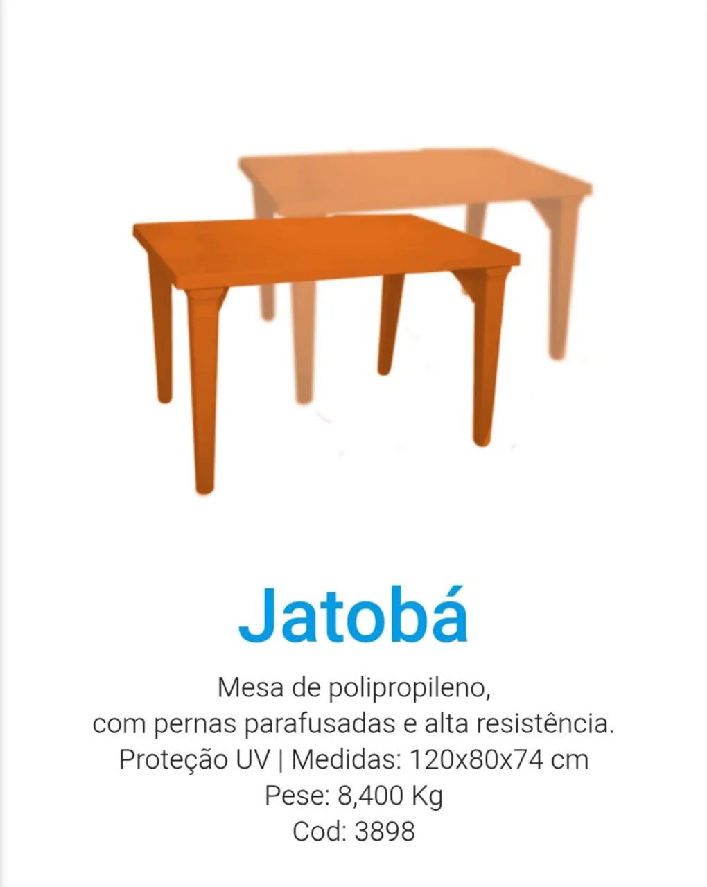 Mesa retangular plástica desmontável 