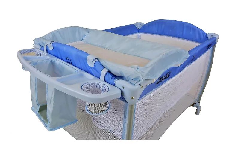 Berço Portatil Cercado Burigotto New Aconchego com Trocador e Mosquiteiro Blue Azul - Foto 3