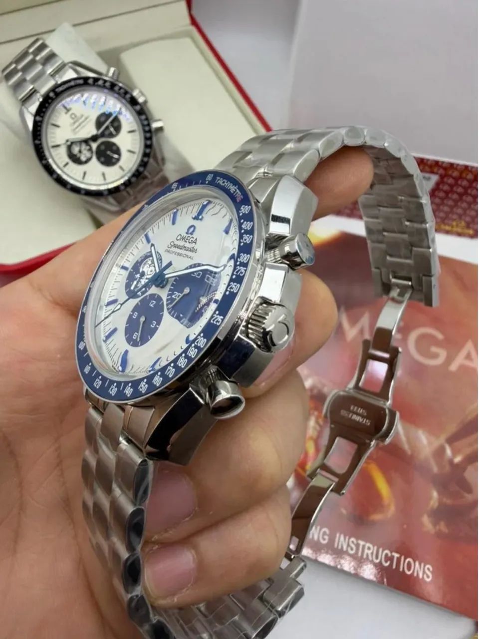 Relógio Omega Speedmaster Snoopy Azul aço Automático super premium  - Foto 4