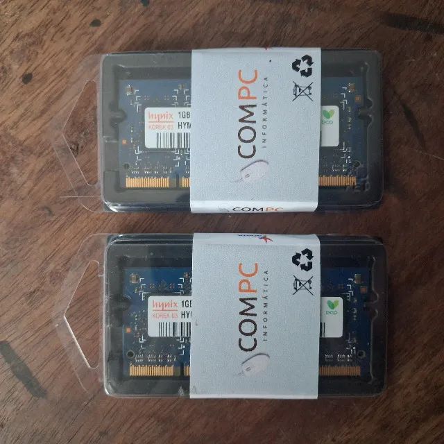 Par de Memória RAM 1GB DDR2 800MHz Hynix p/ Notebook e Mac