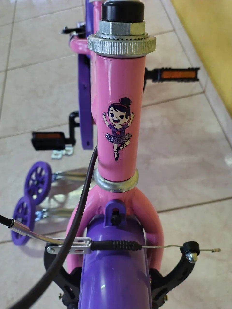 Bicicleta infantil kami ballet aro 16 com rodinhas  - Foto 6