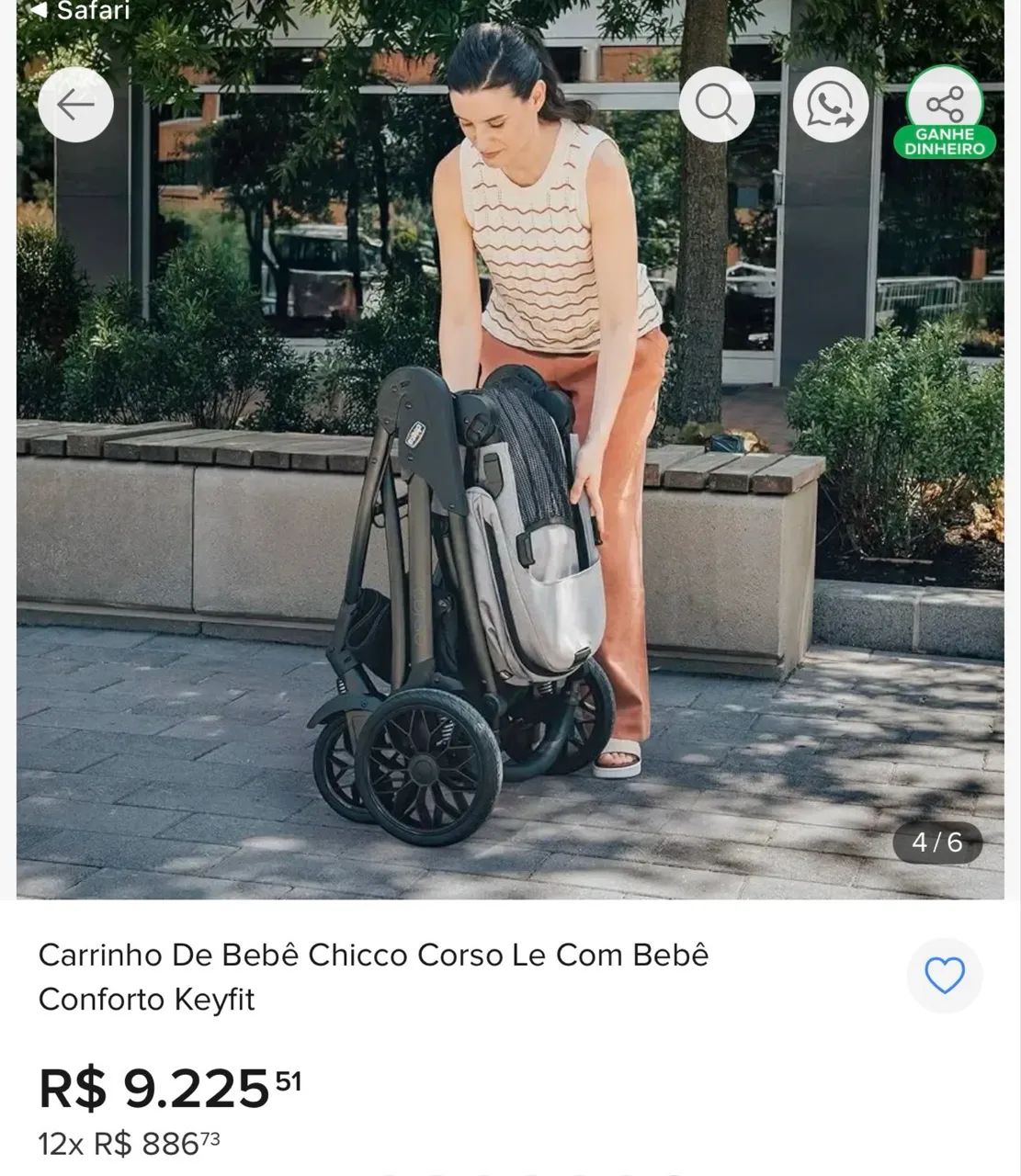 Carrinho de Bebe com Moisés - Chicco Corso LE - Foto 4