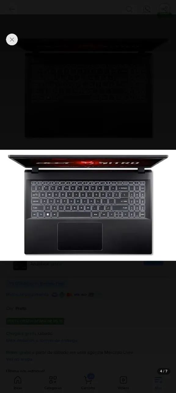 Notebook V15 Anv15-51-58az 13°geração 32gb Intel Core I5 Acer Preto - Foto 4