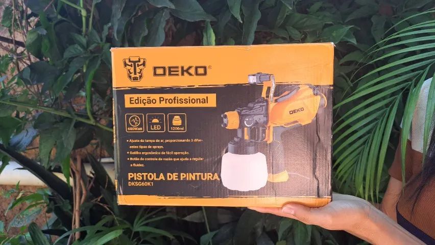  Elétrica de Pintura Pulverizadora HVLP 600W 1200ml Luz de LED com 3 Bicos e Acessórios  - Foto 4