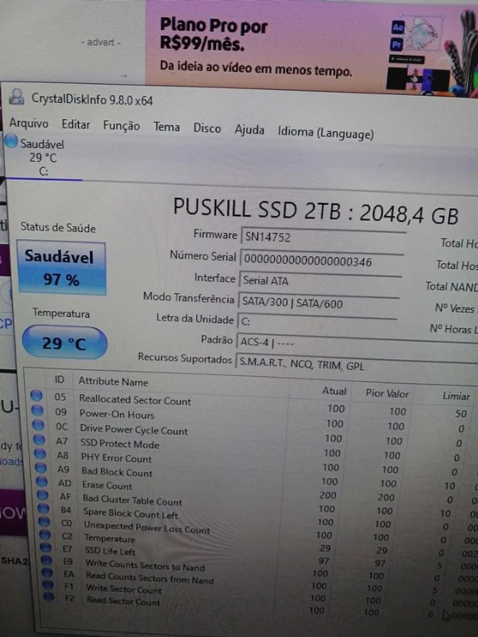 ssd 2tb funcionando perfeitamente - Foto 2