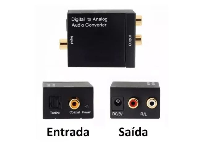 Conversor Adaptador Óptico Digital + cabo Óptico + Fonte - Foto 3