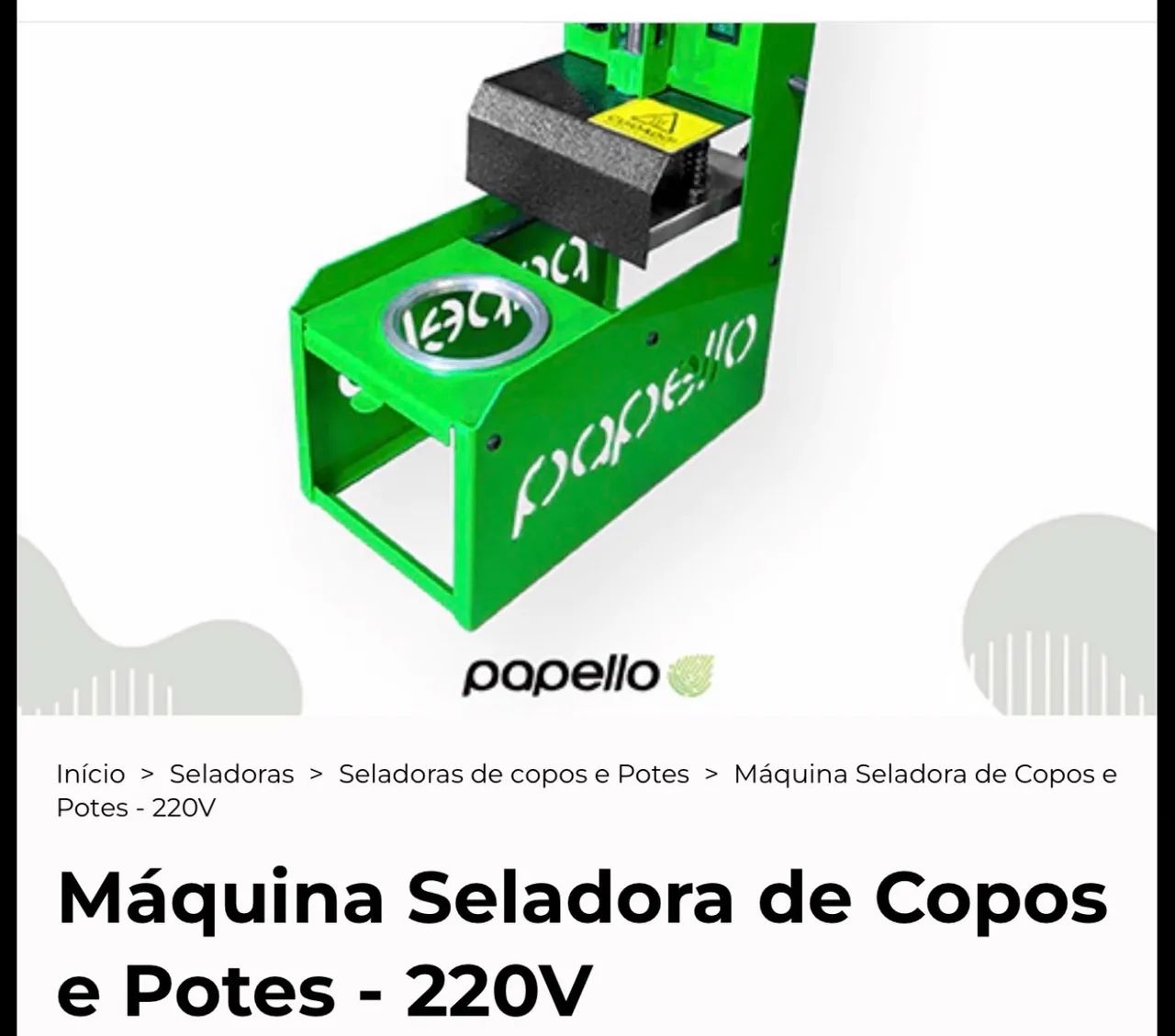 MÁQUINA SELADORA DE COPOS E POTES PAPELLO - 220V  - Foto 2
