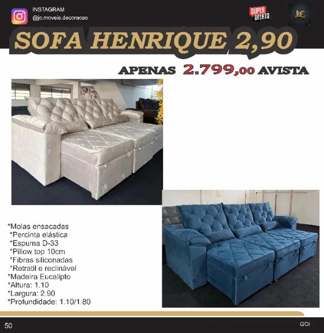 SOFA HENRIQUE RETRATIL E RECLINAVEL