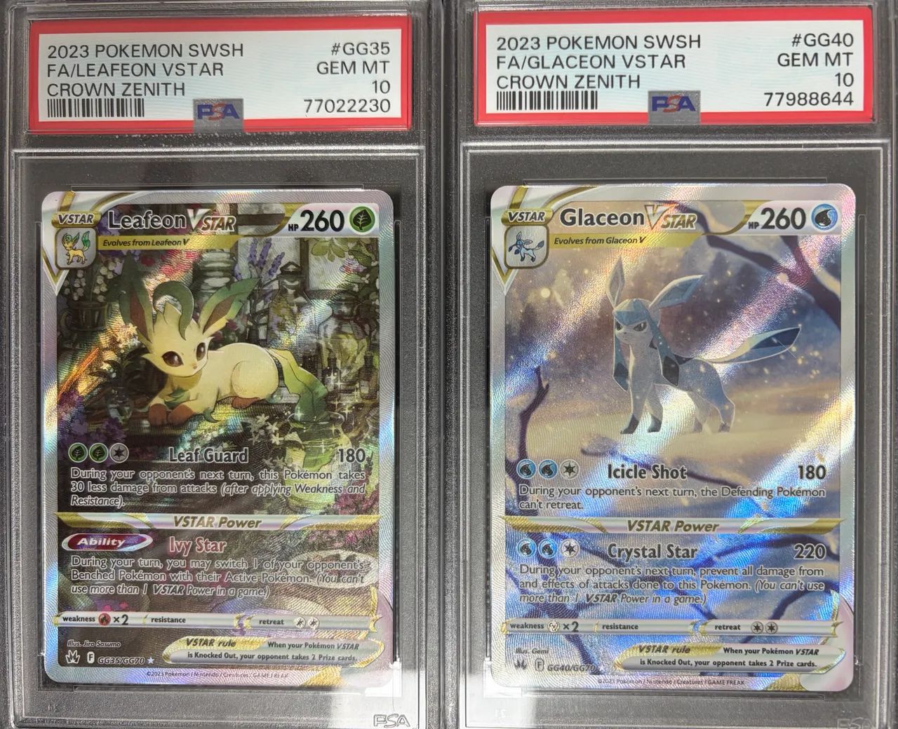 Leafeon e Glaceon PSA 10